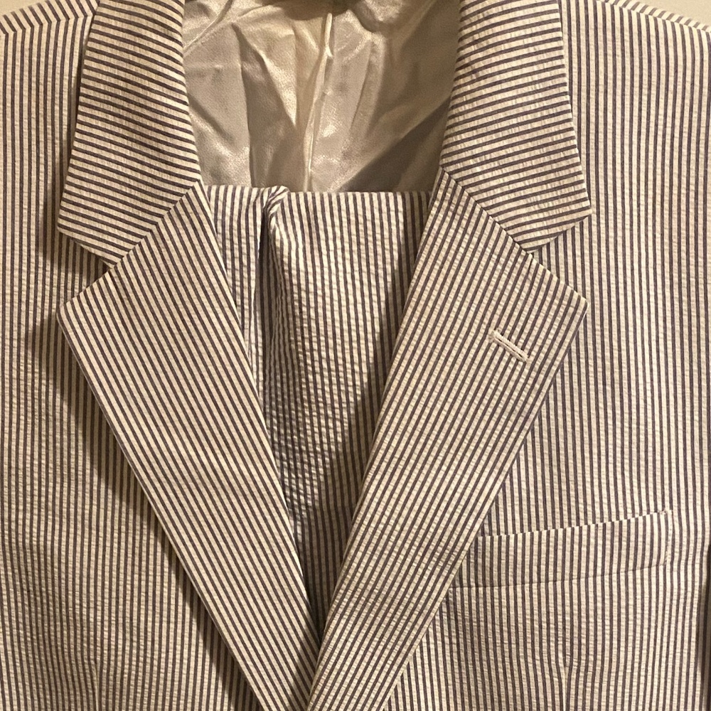 Jos A Bank pinstripe seersucker suit